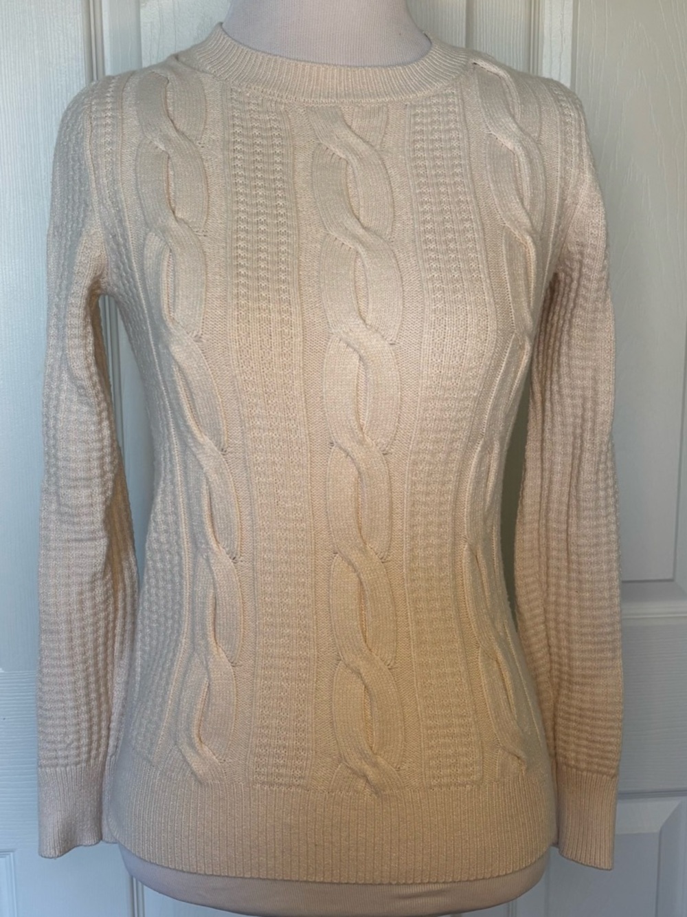 Philosophy Cream Cable Knit Crewneck Sweater
